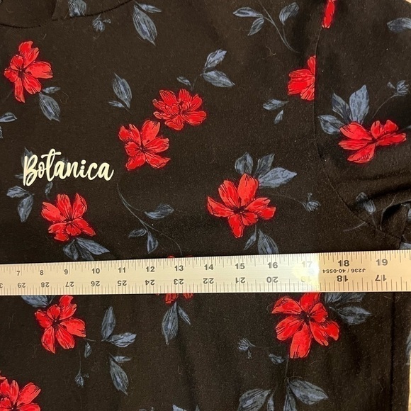 Denim & Flower Long Sleeve Hoodie Shirt Black w Multi Color  Flower Size L - Picture 6 of 8